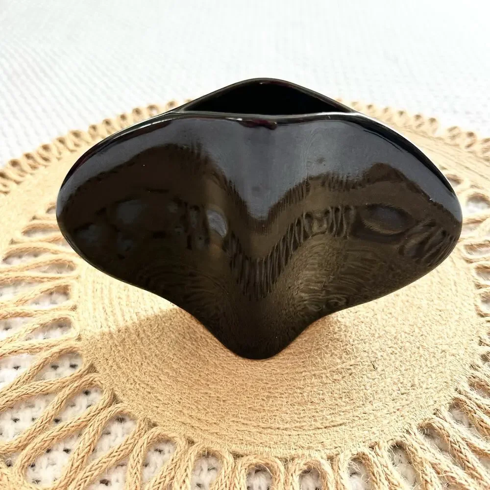 Mikasa Japan Naomi Cahana Signed Ceramic Art Deco Ikebana Black Gloss Vase 7